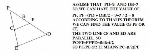 Segments pd and pe have a common point at p. according to the diagram, which pair of numbers could r