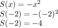 S(x)=-x^2\\S(-2)=-(-2)^2\\S(-2)=-4