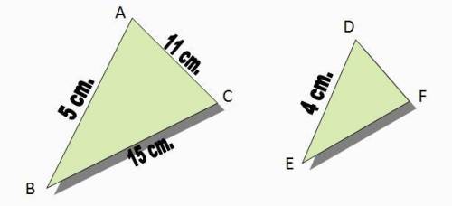 Triangles abc and def are similar. find the length of segment ef. a) 5 cm b) 8.8 cm c) 12 cm d) 14 c
