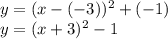 y=(x-(-3))^2+(-1)\\y=(x+3)^2-1