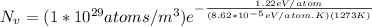 N_v = (1*10^{29}atoms/m^3)e^{-\frac{1.22eV/atom}{(8.62*10^{-5}eV/atom.K)(1273K)}}