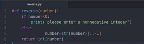 Write a function reverse() that accepts a nonnegative integer argument n and returns the integer tha