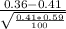 \frac{0.36-0.41}{\sqrt{\frac{0.41*0.59}{100} } }