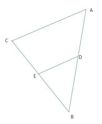 ∆abc with prove:  statement reason 1. given 2. ∠cab ≅ ∠edb ∠acb ≅ ∠deb if two parallel lines are cut