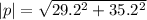 |p|=\sqrt{29.2^2+35.2^2}