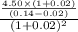 \frac{\frac{4.50\times(1+0.02)}{(0.14-0.02)}}{(1+0.02)^2}