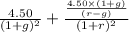 \frac{4.50}{(1+g)^2} +\frac{\frac{4.50\times(1+g)}{(r-g)}}{(1+r)^2}