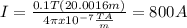 I=\frac{0.1T(2\pix0.0016m)}{4\pi x10^{-7} \frac{TA}{m}}=800A