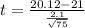 t = \frac{20.12-21}{\frac{2.1}{\sqrt{75}}}