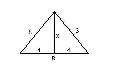The sides of an equilateral triangle are 8 units long. what is the length of the altitude of the tri