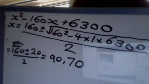 What are factors of 6300 that have a sum of -160.  i am trying to solve the problem x^2 -160x +6300