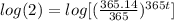 log(2)=log[(\frac{365.14}{365})^{365t}]