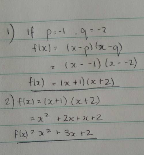 Save me!  the factored form for a quadratic function is f(x)=(x‒p)(x‒q). the standard form for a qua