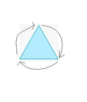 Alicia draws an equilateral triangle and then rotates it about its center. through which angle measu