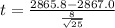 t=\frac{ 2865.8-2867.0}{\frac{8}{\sqrt{25}}}