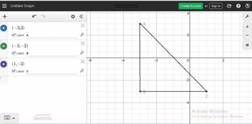 On the coordinate plane, draw a triangle abc with vertices a(-3,3),b(-3,-3), c(1,-3), find the area