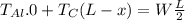T_{Al}.0 + T_{C}(L - x) = W\frac{L}{2}