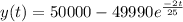 y(t)=50000-49990e^{\frac{-2t}{25}}