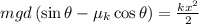 mgd\left ( \sin \theta -\mu _k\cos \theta \right )=\frac{kx^2}{2}