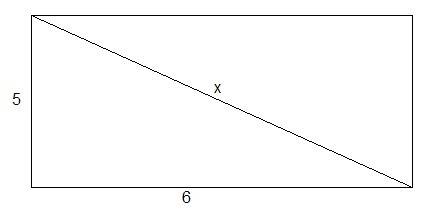 Pythagorean theorem:  a rectangular park is 6 miles long and 5 miles wide. how long is a pedestrian
