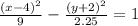 \frac{(x - 4)^2 }{ 9} - \frac{(y +2)^2}{2.25} = 1