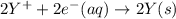 2Y^++2e^-(aq)\rightarrow 2Y(s)