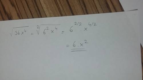 The monomial 36x4 is a perfect square. what is the square root of 36x4?  a. 6x2 b. 6x4 c.18x2 d. 18x