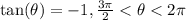 \tan(\theta) = -1 , \frac{3\pi}{2}