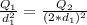 \frac{Q_1}{d_1^2} = \frac{Q_2}{ (2 * d_1)^2}