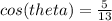 cos(theta)=\frac{5}{13}