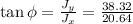\tan \phi =\frac{J_y}{J_x}=\frac{38.32}{20.64}