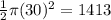 \frac{1}{2}\pi(30)^{2}=1413
