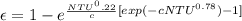 \epsilon = 1 -e^{\frac{NTU^0.22}{c} [ exp (-cNTU^{0.78}) -1]}