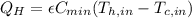 Q_H = \epsilon C_{min} (T_{h, in} - T_{c, in})