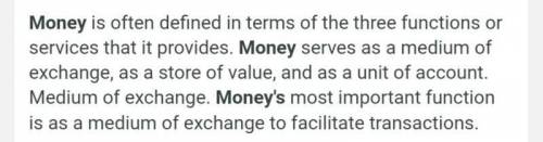 *70 points* define money and identify the different forms that it takes in the nation’s money supply