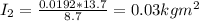 I_2 = \frac{0.0192*13.7}{8.7} = 0.03 kgm^2