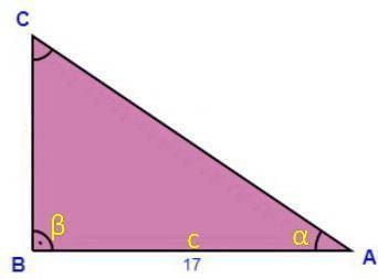 Aright triangle has an angle that measures 34 and the adjacent side measures 17. what is the length