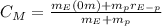 C_{M}=\frac{m_{E}(0 m) + m_{p} r_{E-p}}{m_{E}+m_{p}}