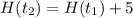 H(t_{2})=H(t_{1}) + 5