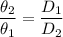 \dfrac{\theta_2}{\theta_1} = \dfrac{D_1}{D_2}