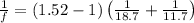 \frac{1}{f}=\left ( 1.52-1 \right )\left ( \frac{1}{18.7}}+\frac{1}{11.7} \right )