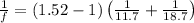 \frac{1}{f}=\left ( 1.52-1 \right )\left ( \frac{1}{11.7}}+\frac{1}{18.7} \right )