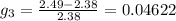 g_{3} =\frac{2.49 -2.38 }{2.38 } =0.04622