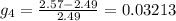 g_{4} =\frac{2.57 -2.49 }{2.49 } =0.03213