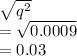\sqrt{q^2}\\ = \sqrt{0.0009}\\ = 0.03
