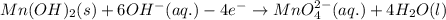 Mn(OH)_{2}(s)+6OH^{-}(aq.)-4e^{-}\rightarrow MnO_{4}^{2-}(aq.)+4H_{2}O(l)