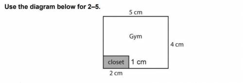 1. if 1 cm represents 10 m, what are the actual measurements of the gym including the closet?  2. wh