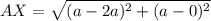 AX=\sqrt{(a-2a)^{2}+(a-0)^{2}}