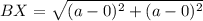 BX=\sqrt{(a-0)^{2}+(a-0)^{2}}