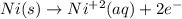 Ni(s) \rightarrow Ni^{+2}(aq)+2e^{-}